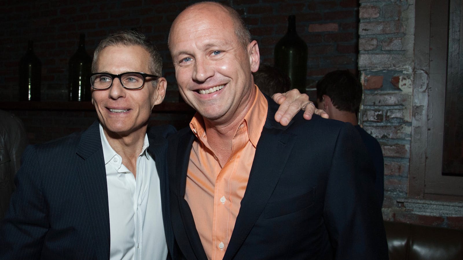 HBO's former programming chief Michael Lombardo with Silicon Valley producer Mike Judge. Photo by AP.