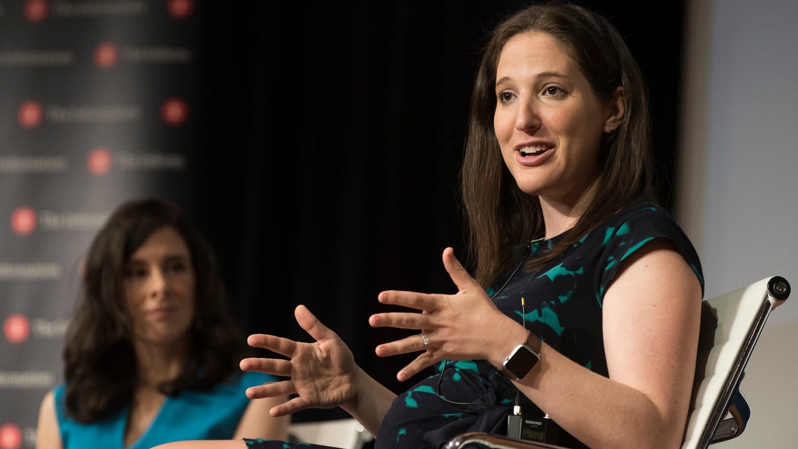 Uber's U.S. chief Rachel Holt on stage with The Information's Jessica Lessin. Photo by Erin Beach
