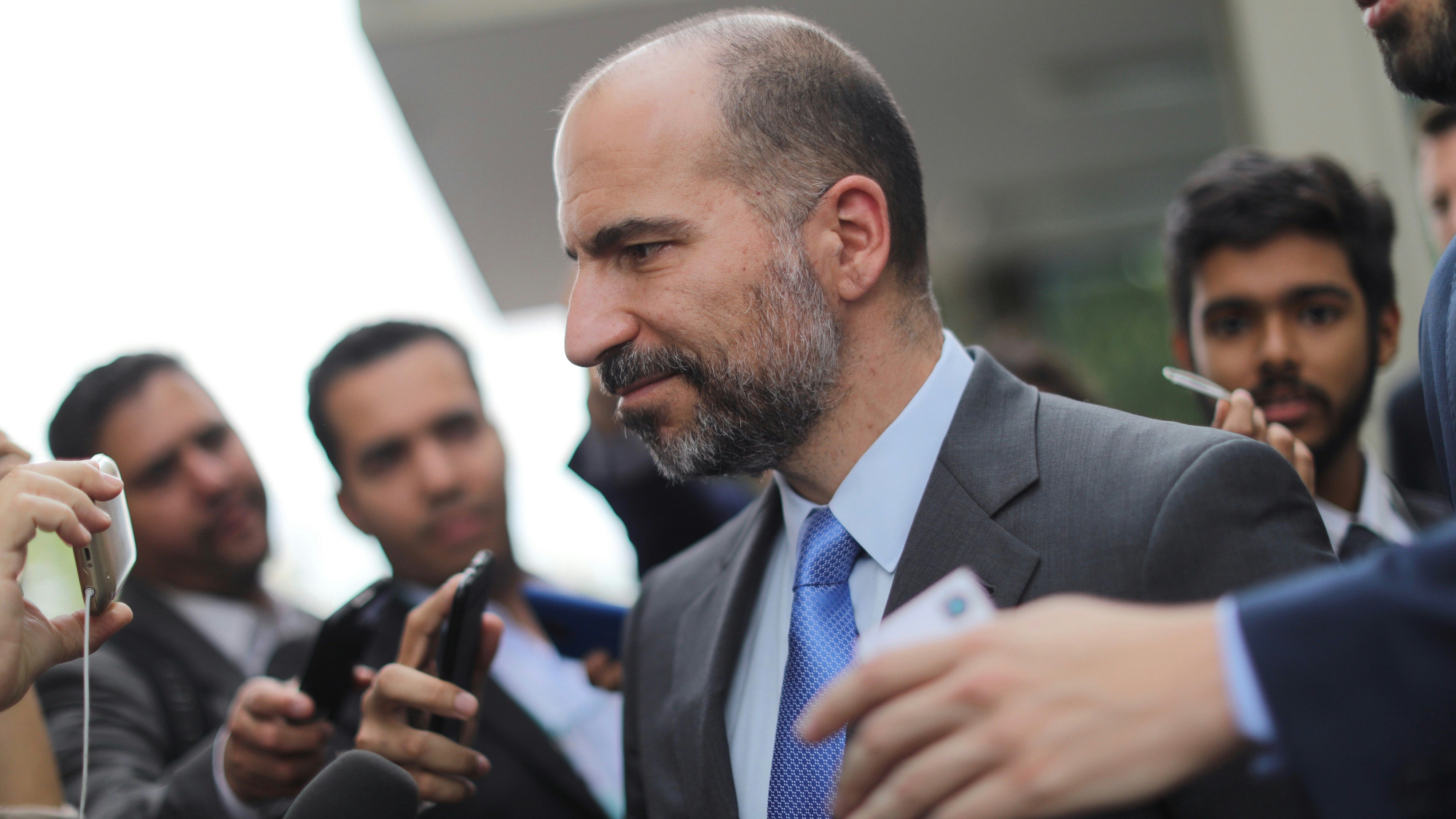 Uber CEO Dara Khosrowshahi after a meeting with Brazil's Finance Minister last month. Photo by Bloomberg.