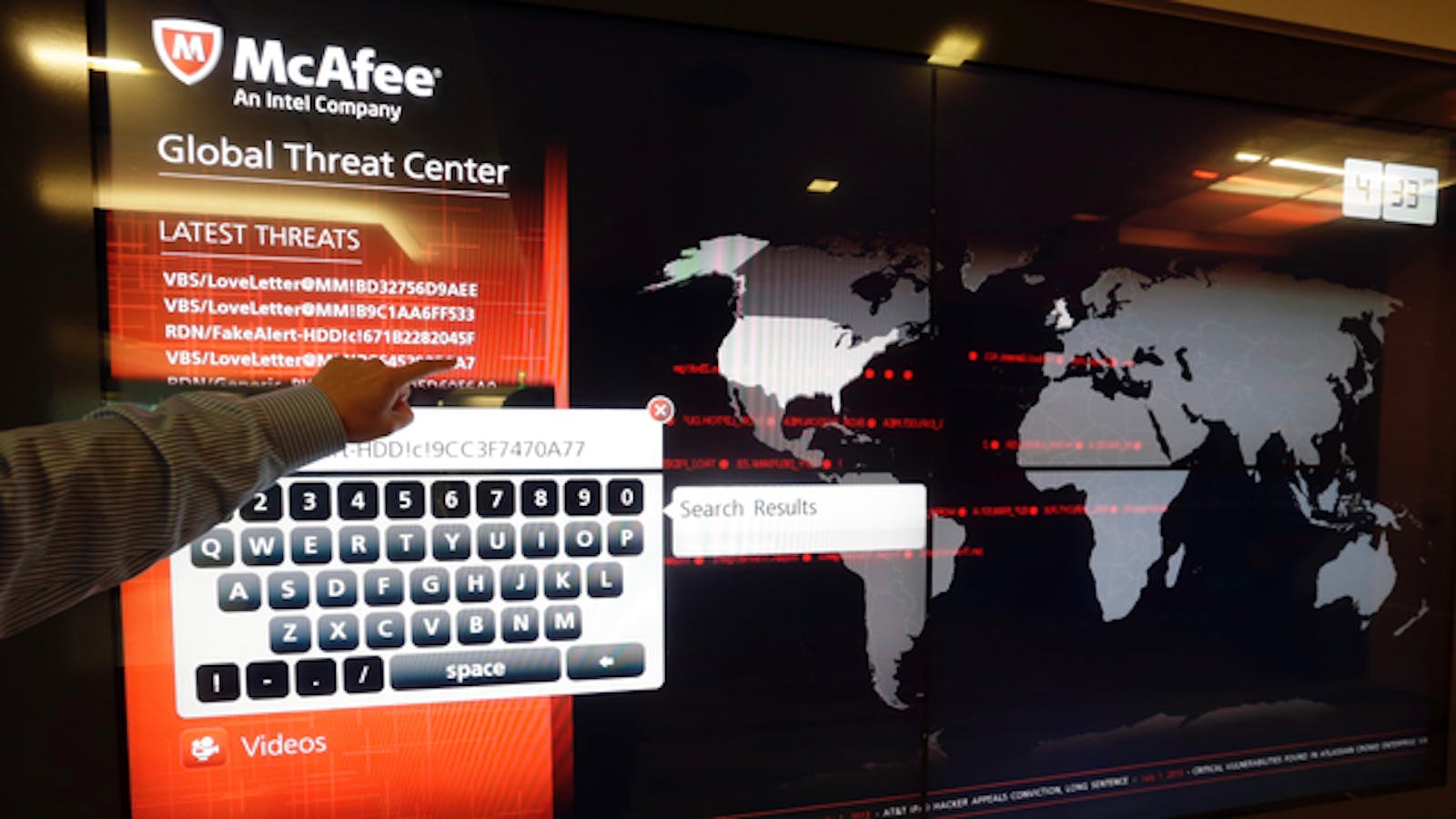 McAfee's Global Threat Center. Photo by AP.