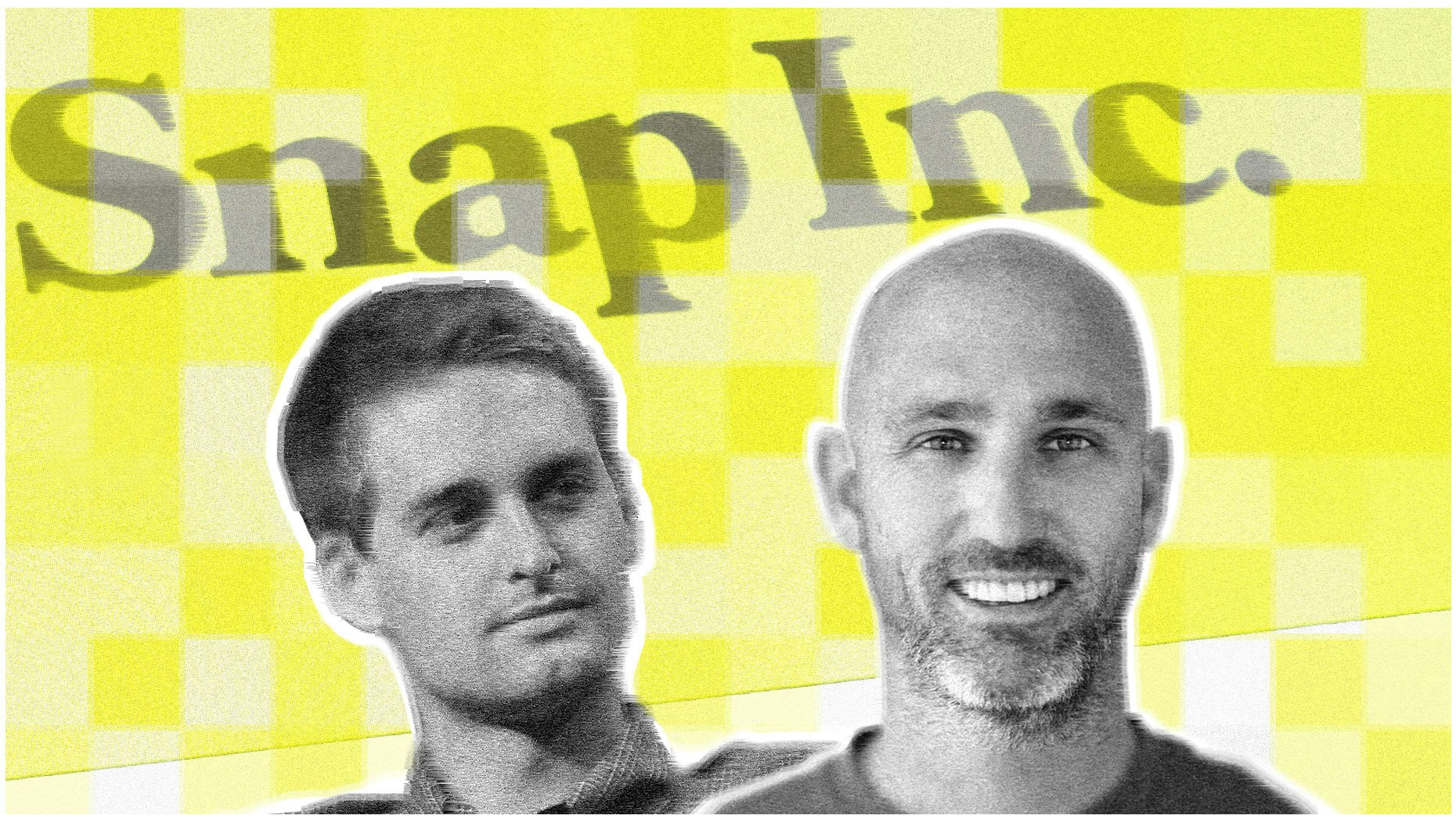 Snap CEO Evan Spiegel and People VP Jason Halbert. Art by Mike Sullivan