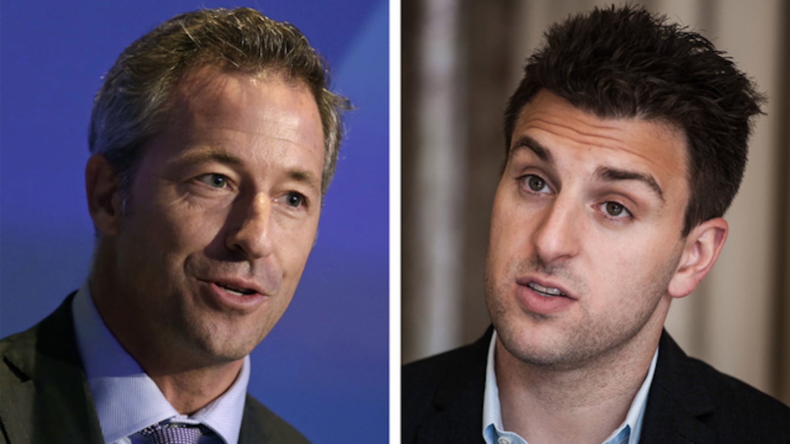Laurence Tosi and Brian Chesky. Photos by Bloomberg.
