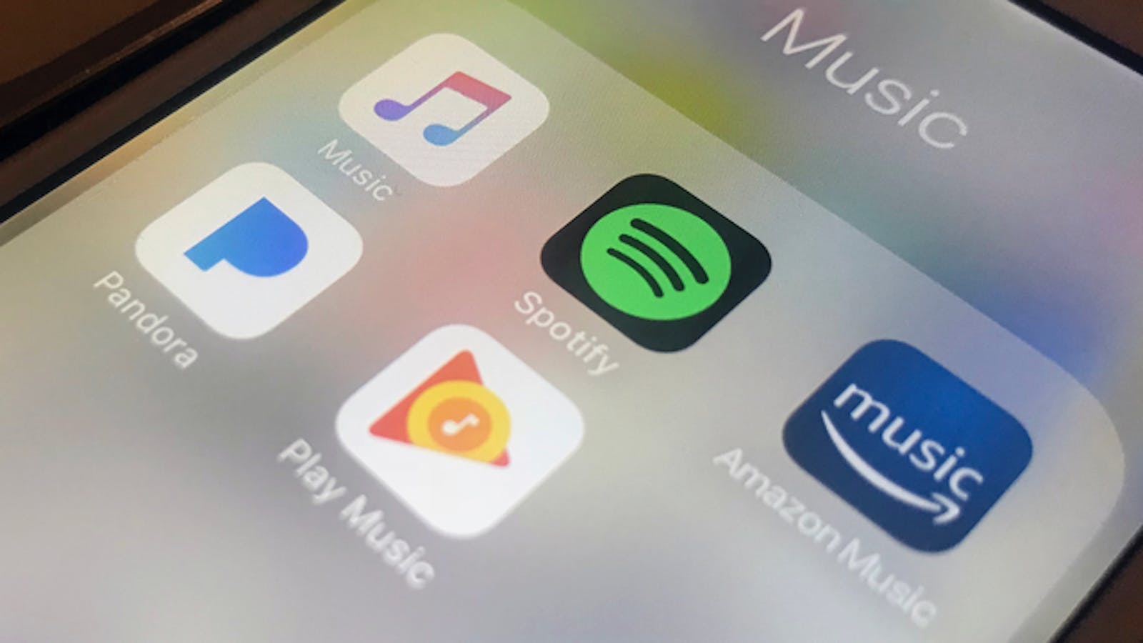 Music streaming apps shown on an iPhone. Photo: AP