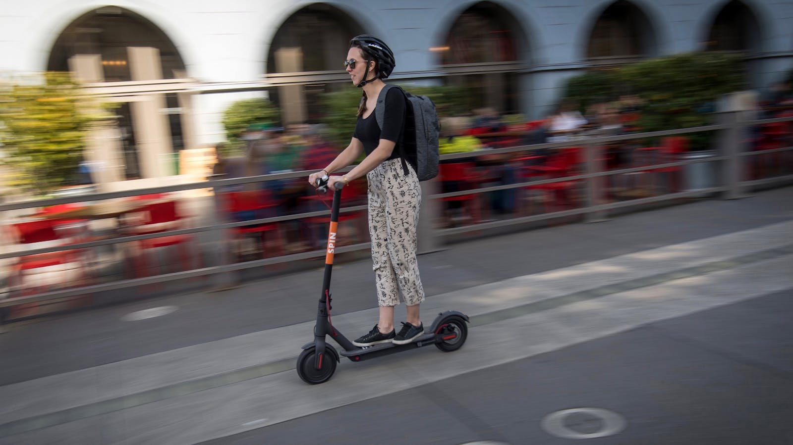 A person riding a scooter in San Francisco last week. Photo: Bloomberg