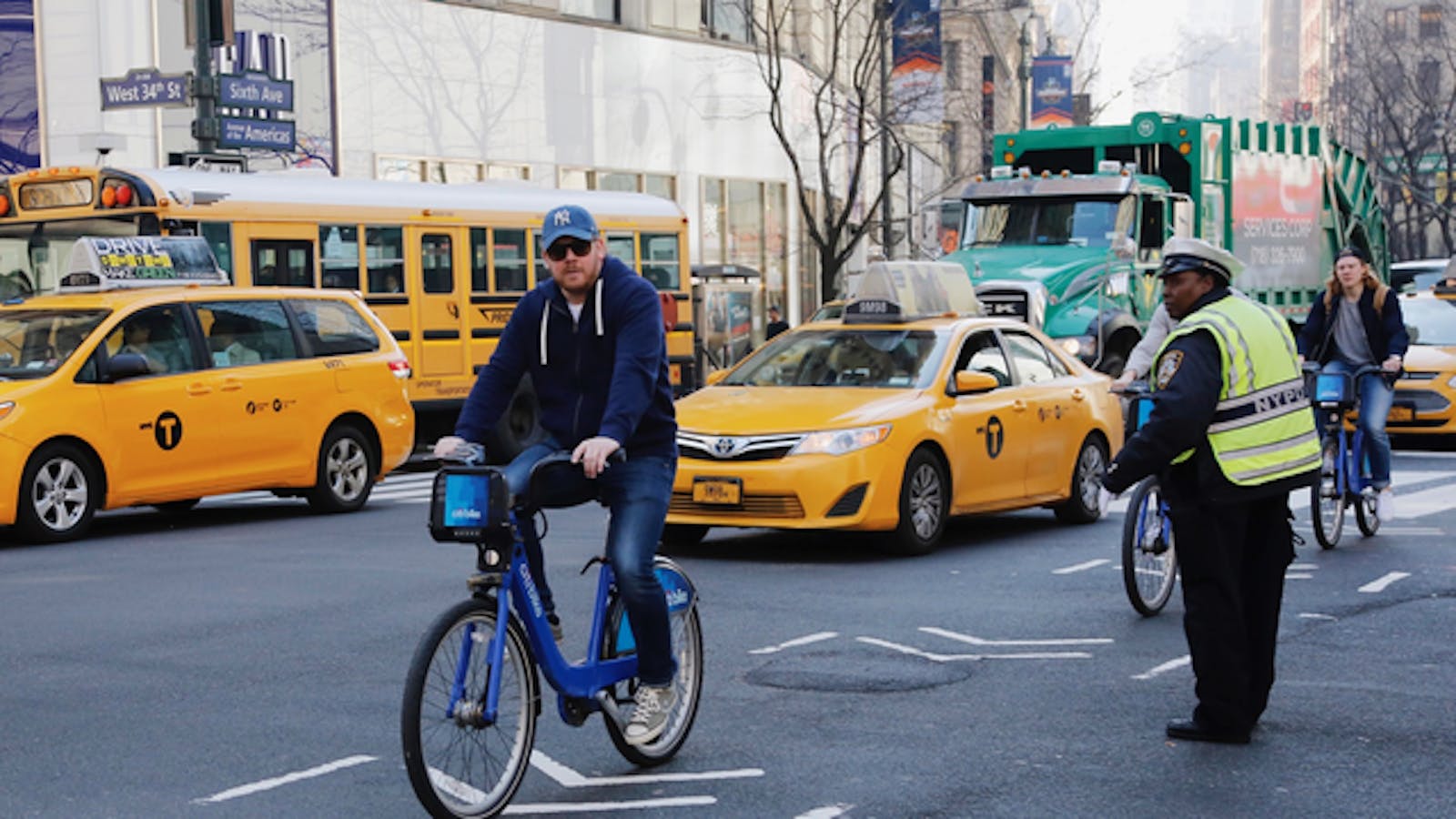 A man rides a Citibike in New York. Photo: AP