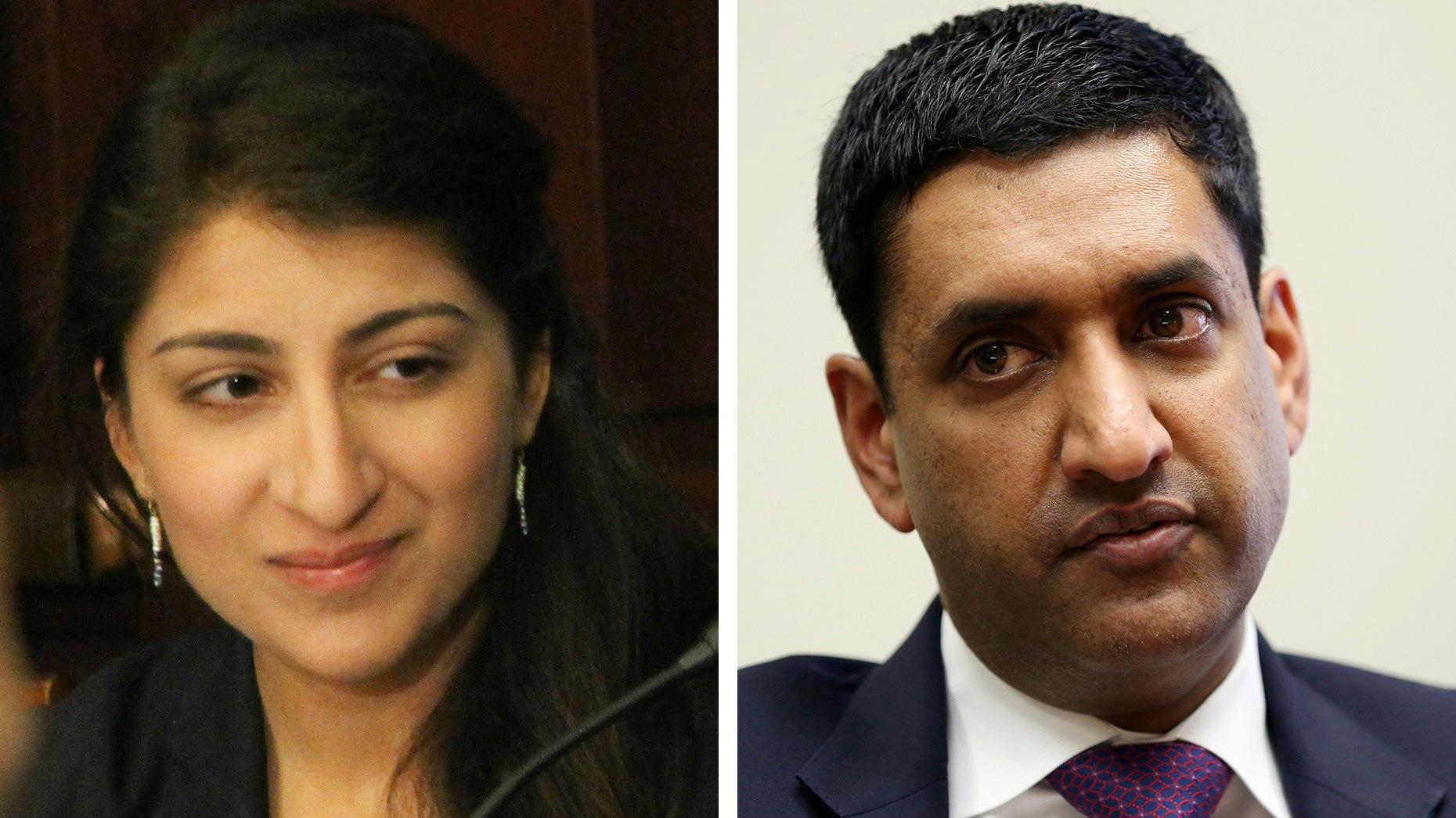 The FTC's Lina Khan (left), and Rep. Ro Khanna.  Photos: New America/Flickr and AP
