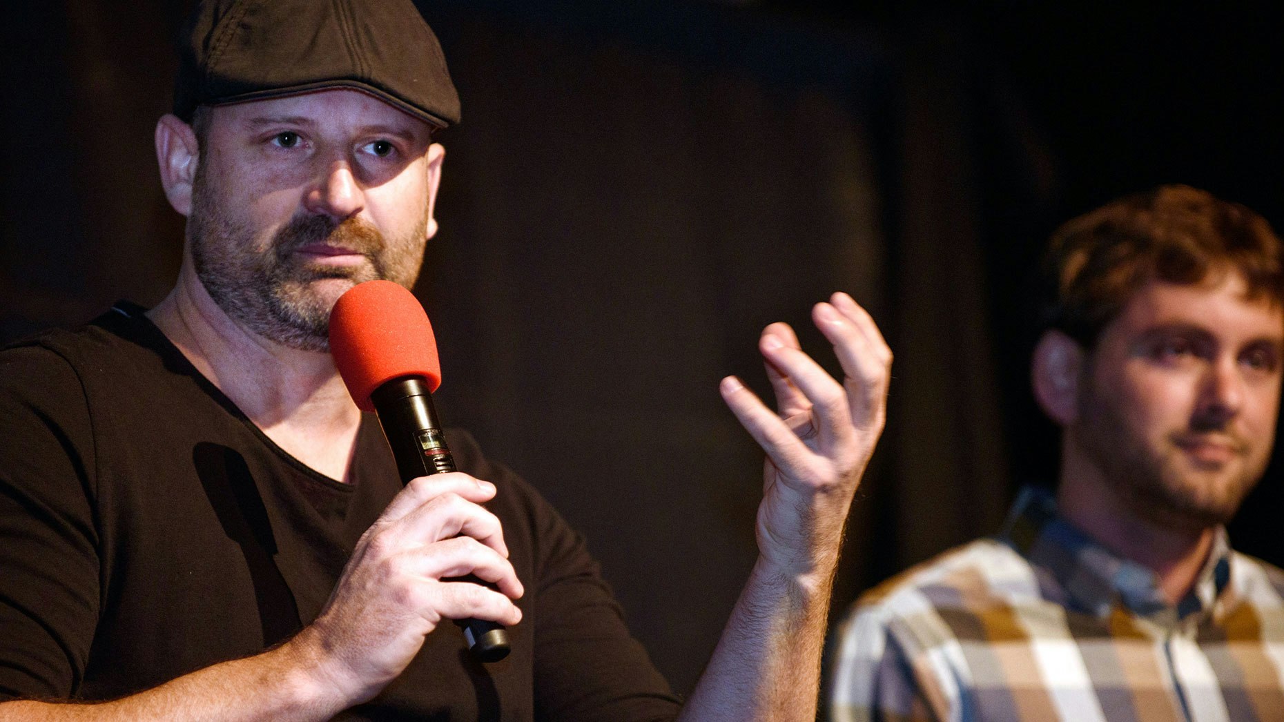 Zoox's former CEO Tim Kentley-Klay with his co-founder Jesse Levinson at The Information's self driving car summit in June. Photo by Erin Beach