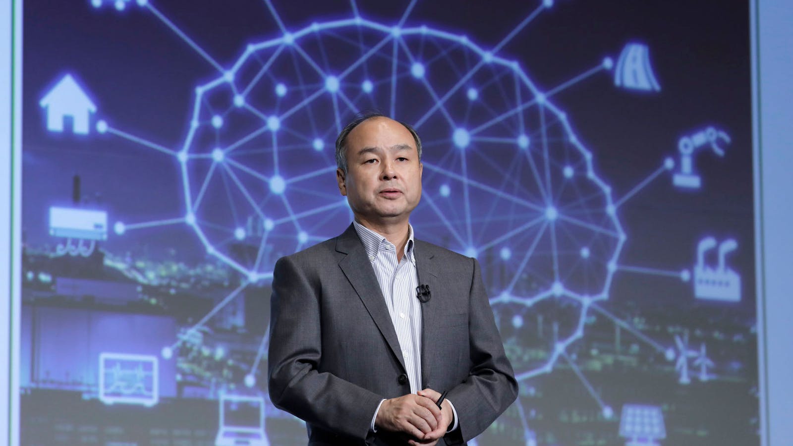 SoftBank Chairman and CEO Masayoshi Son, at a news conference in Tokyo, in August. Photo: Bloomberg