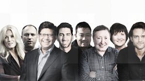 From left: Marni Walden, Jan Koum, Anand Chandrasekher, George Strompolos, Kenny Tsai, Elliot Shmukler, Wendy Bahr, Peter Fernandez.