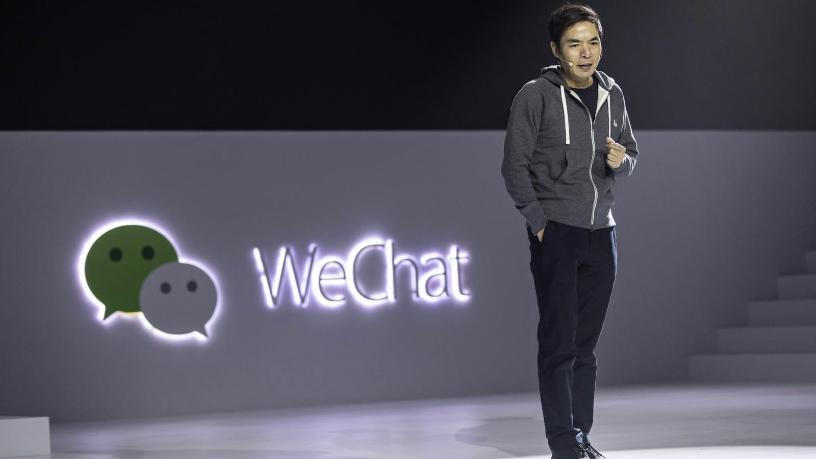 WeChat founder Allen Zhang at a company event in China earlier this year. Photo by Bloomberg