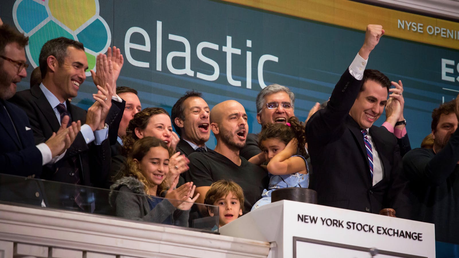 Elastic executives celebrate the company's initial public offering earlier this month. Photo by Bloomberg 