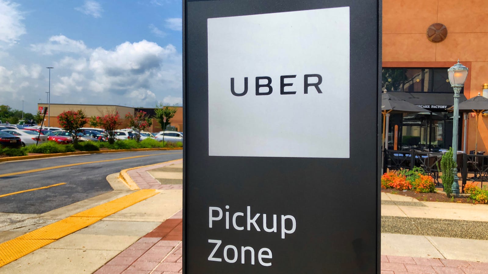 An Uber pickup zone at a shopping mall in Maryland. Photo by AP
