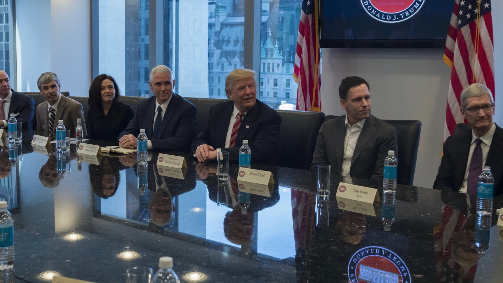 Tech leaders with President Trump. Photo by Bloomberg