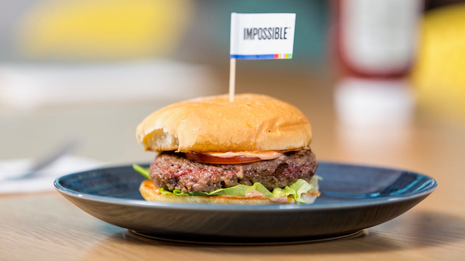 A plant-based burger from Impossible Foods. Photo by Impossible Foods
