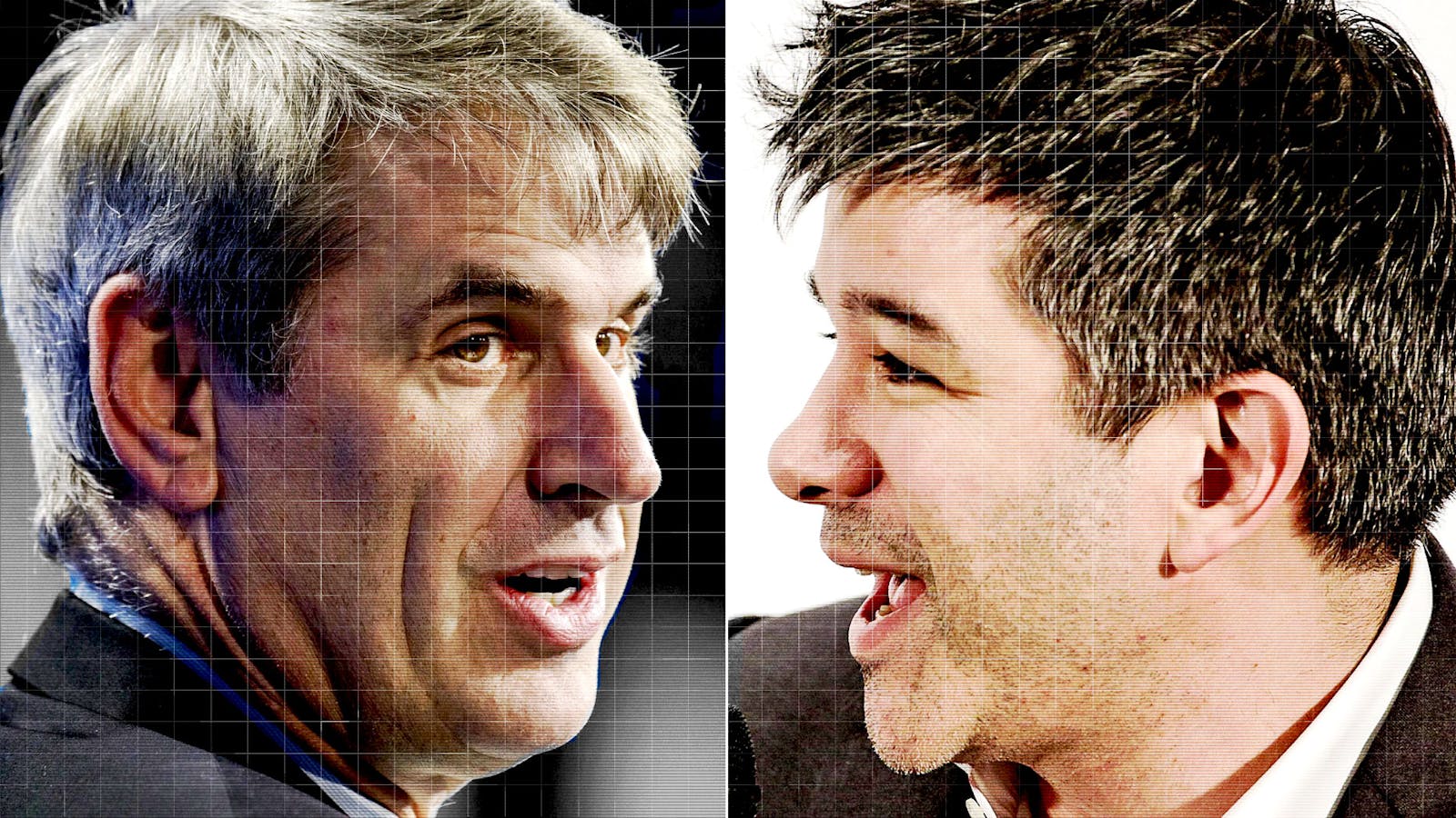 Bill Gurley and Travis Kalanick. Photos by Bloomberg