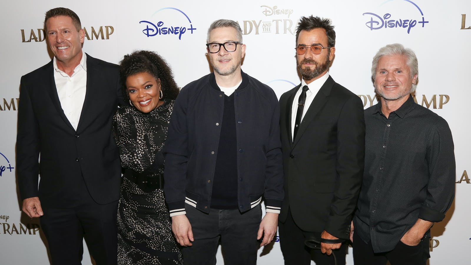 Disney's direct to consumer chief Kevin Mayer, far left, with the cast of Disney's 'Lady and the Tramp' at a screening sponsored by Disney Plus. Photo by AP