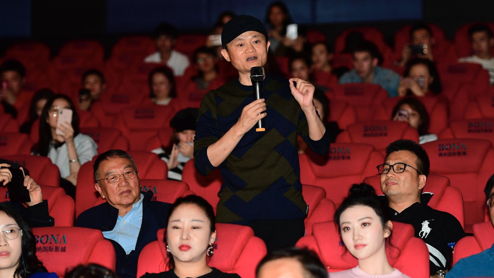 Alibaba Chairman Jack Ma at a promotional event for "Green Book" in Beijing earlier this year. Photo by AP