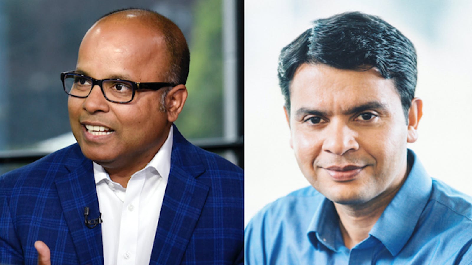 Rubrik CEO Bipul Sinha and Cohesity CEO Mohit Aron. Photos by Bloomberg (Sinha), Cohesity (Aron)