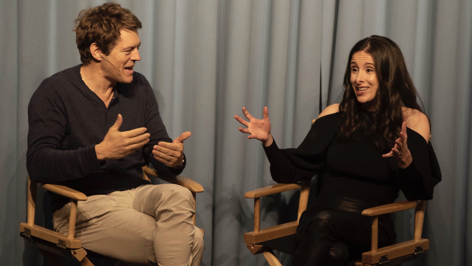 Hollywood producer Jason Blum with The Information's Jessica Lessin on Tuesday night. Photo by Erin Beach.