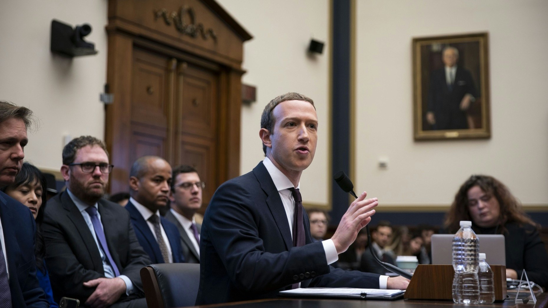 Mark Zuckerberg testifies to Congress. Photo by Bloomberg.