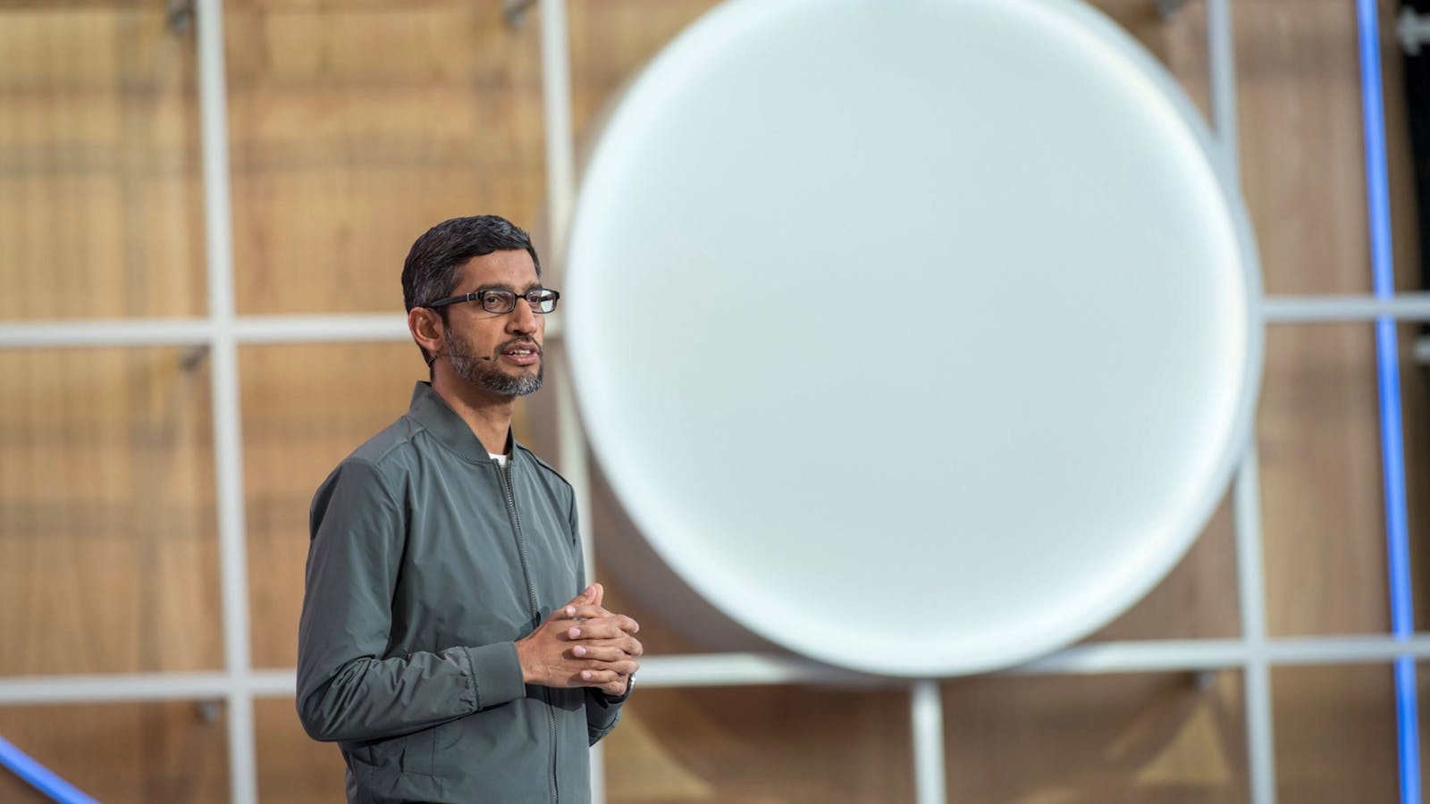 Google CEO Sundar Pichai at last year's Google I/O conference. Photo by Bloomberg