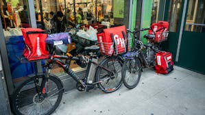  GrubHub delivery bicycles in New York City. Photo by Shutterstock