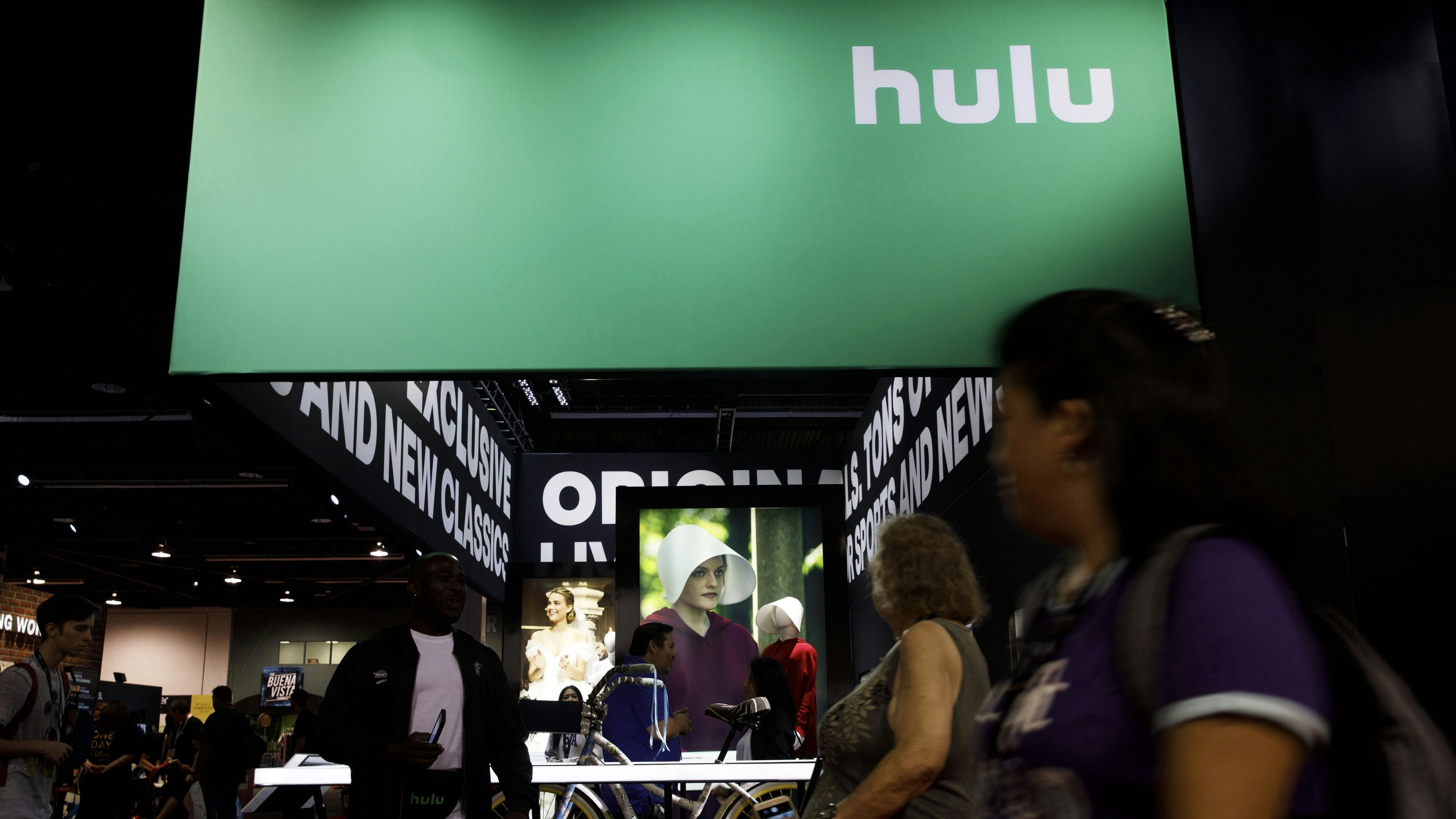 A Hulu sign at a Disney Expo in Anaheim, Calif., last August. Photo by Bloomberg