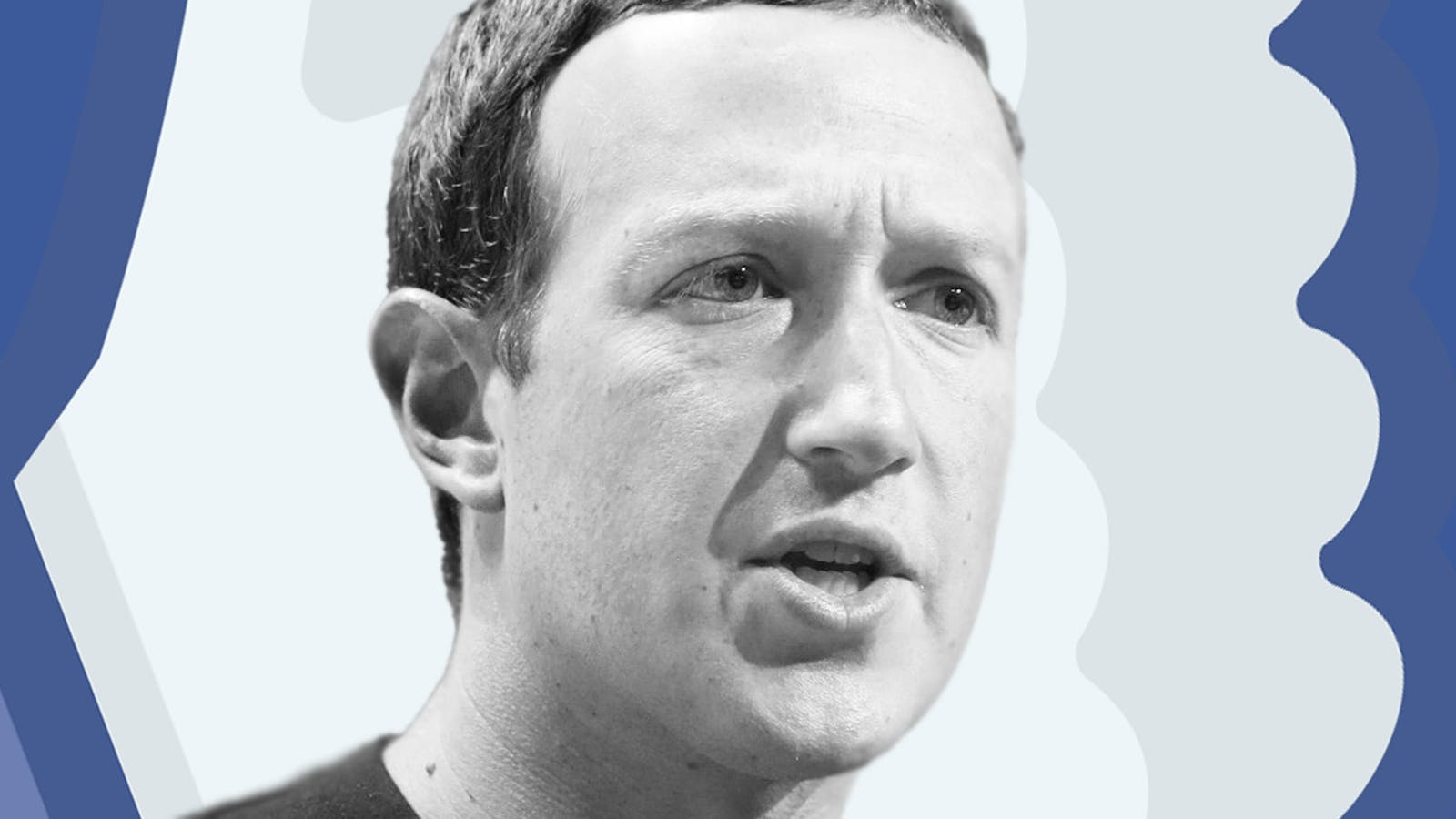 Facebook CEO Mark Zuckerberg. Photo by Bloomberg; art by Mike Sullivan.
