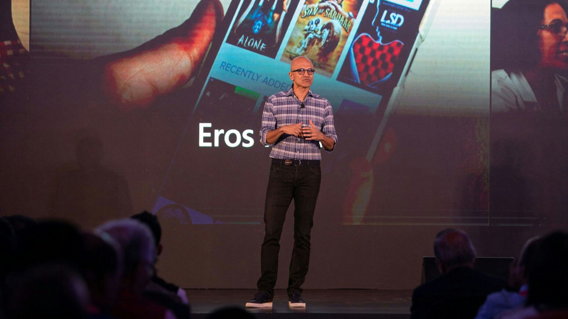 Satya Nadella, chief executive officer of Microsoft Corp., at a tech conference in Bengaluru, India, on February 25, 2020. Photo: Bloomberg