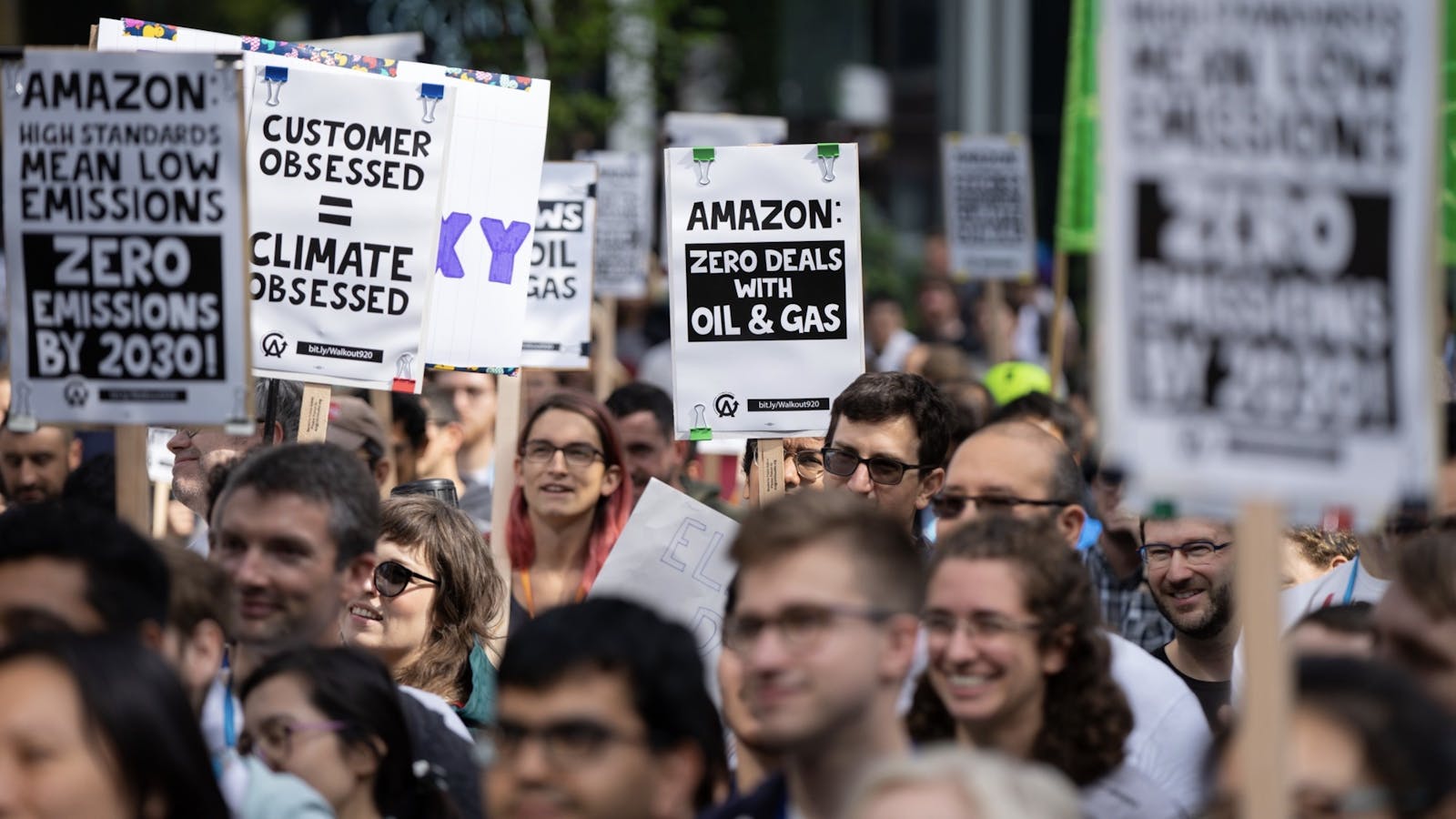 Amazon workers protesting the company over climate change last September. Photo by Bloomberg