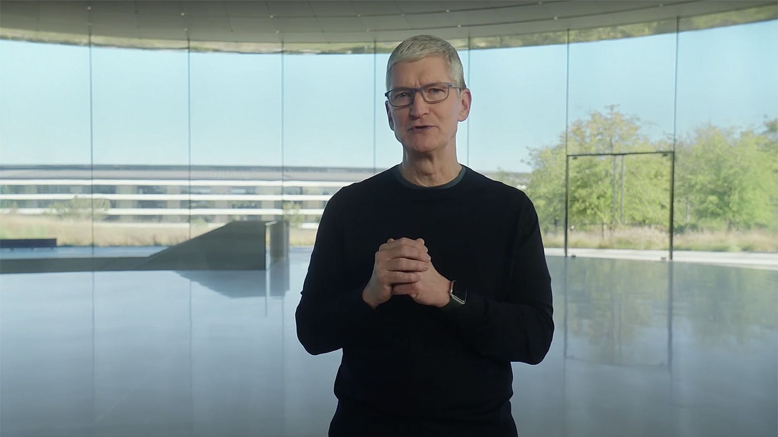 Apple CEO Tim Cook announces new products last October. Screenshot of Apple event via YouTube