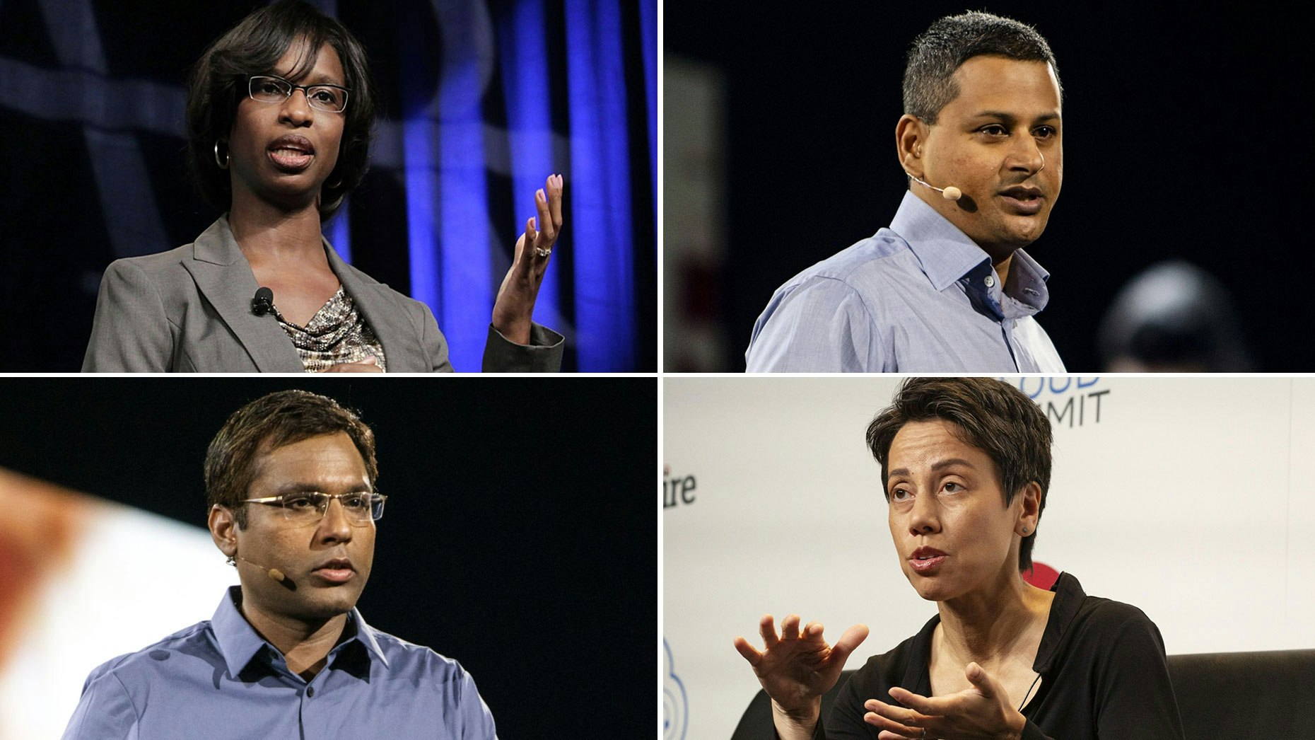 Clockwise from top-left: Alicia Boler Davis, Dilip Kumar, Mai-Lan Tomsen Bukovec and Rohit Prasad. Photos by Bloomberg