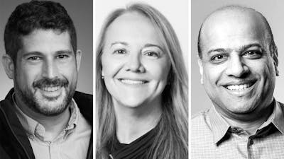 Innoviz Technologies CEO Omer Keilaf, Momentus Interim CEO Dawn Harms and Nautilus CEO Sujal Patel. Photos courtesy of the subjects.