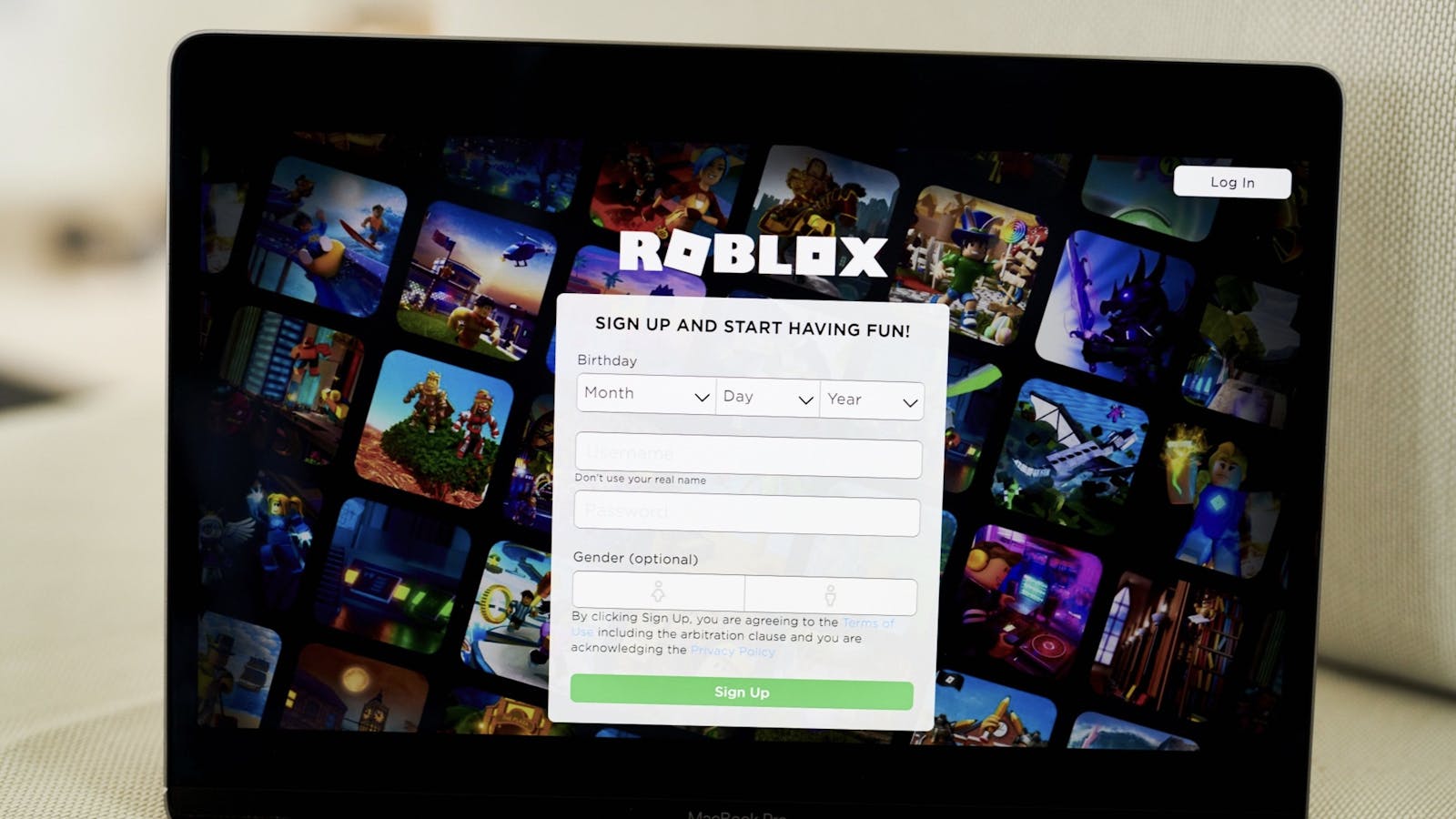 Roblox's web site. Photo by Bloomberg