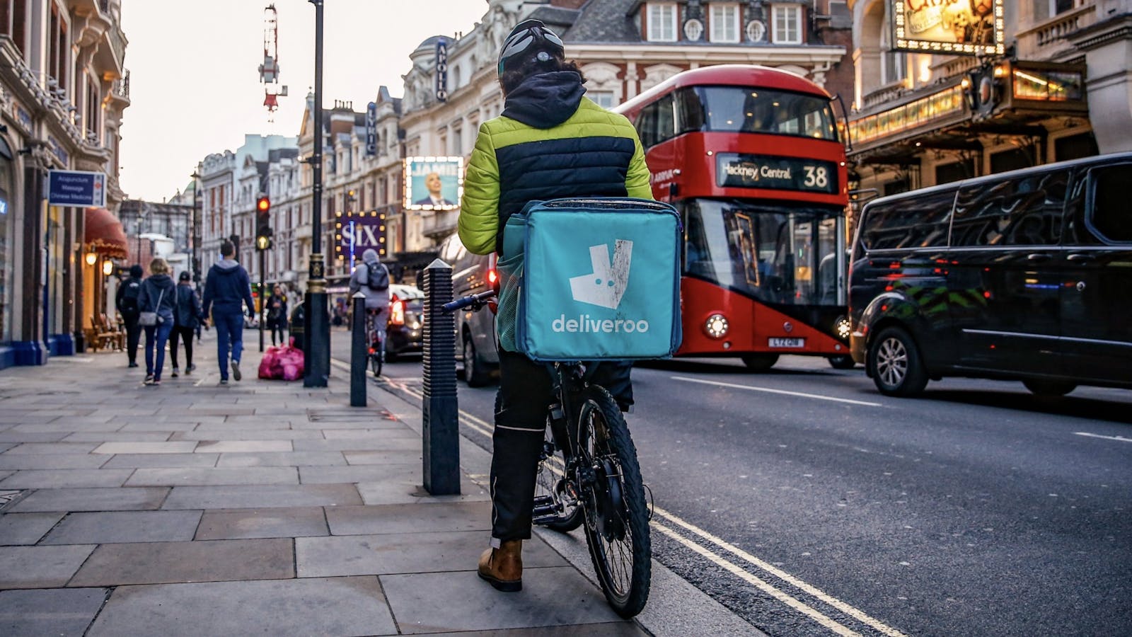 A Deliveroo courier in London last year. Photo by Bloomberg