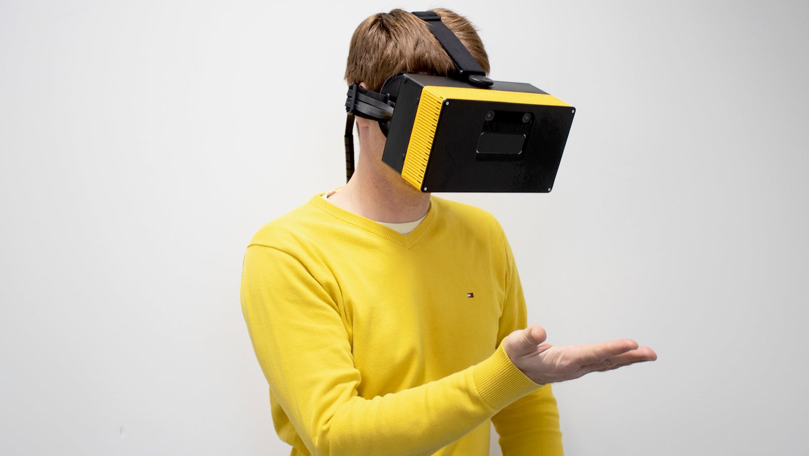 A prototype of a CREAL virtual reality headset. Photo provided by CREAL
