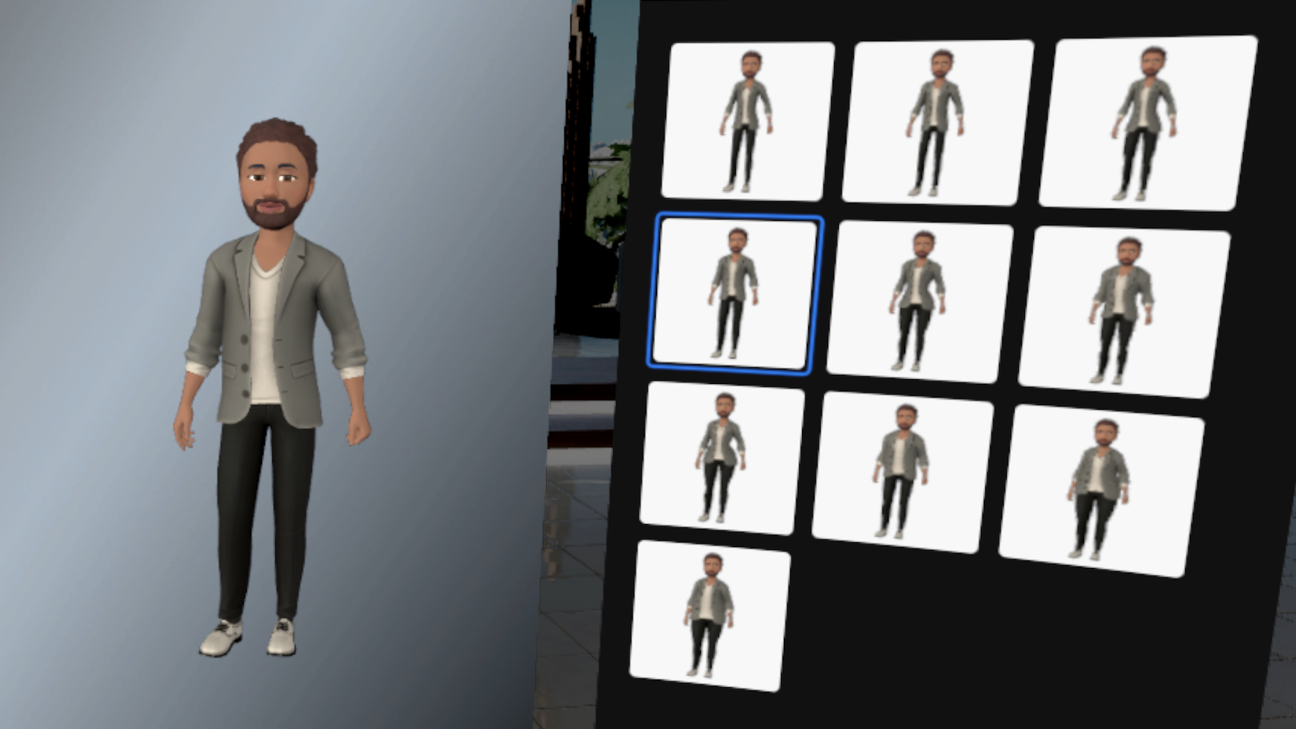 The customization interface for Oculus’ new avatars, showcasing several body shape options. Image: Facebook