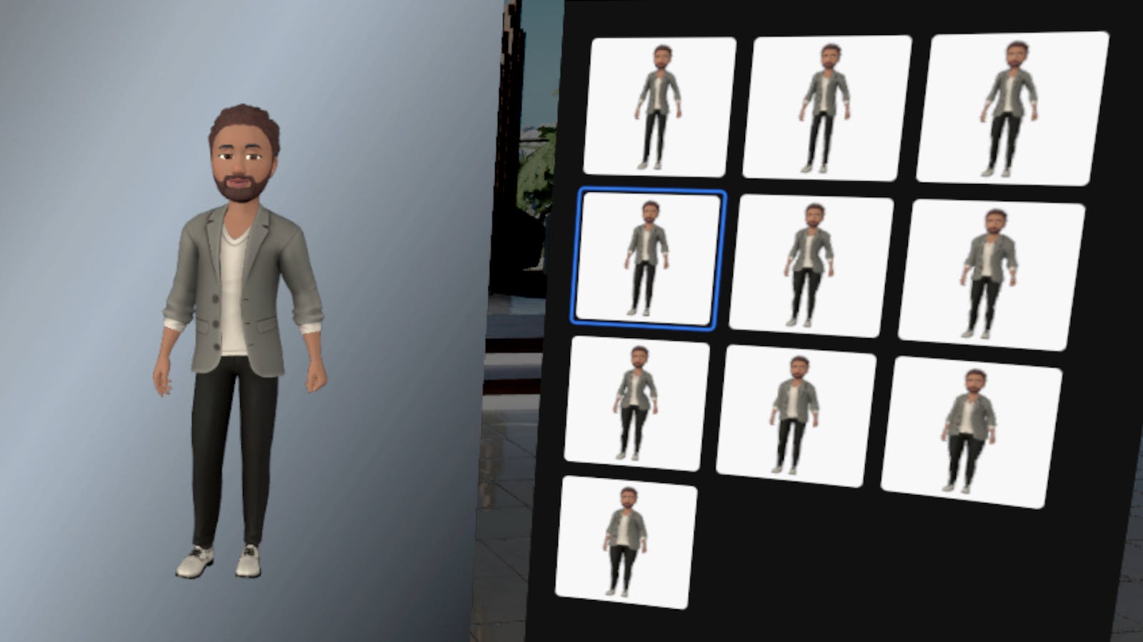 The customization interface for Oculus’ new avatars, showcasing several body shape options. Image: Facebook