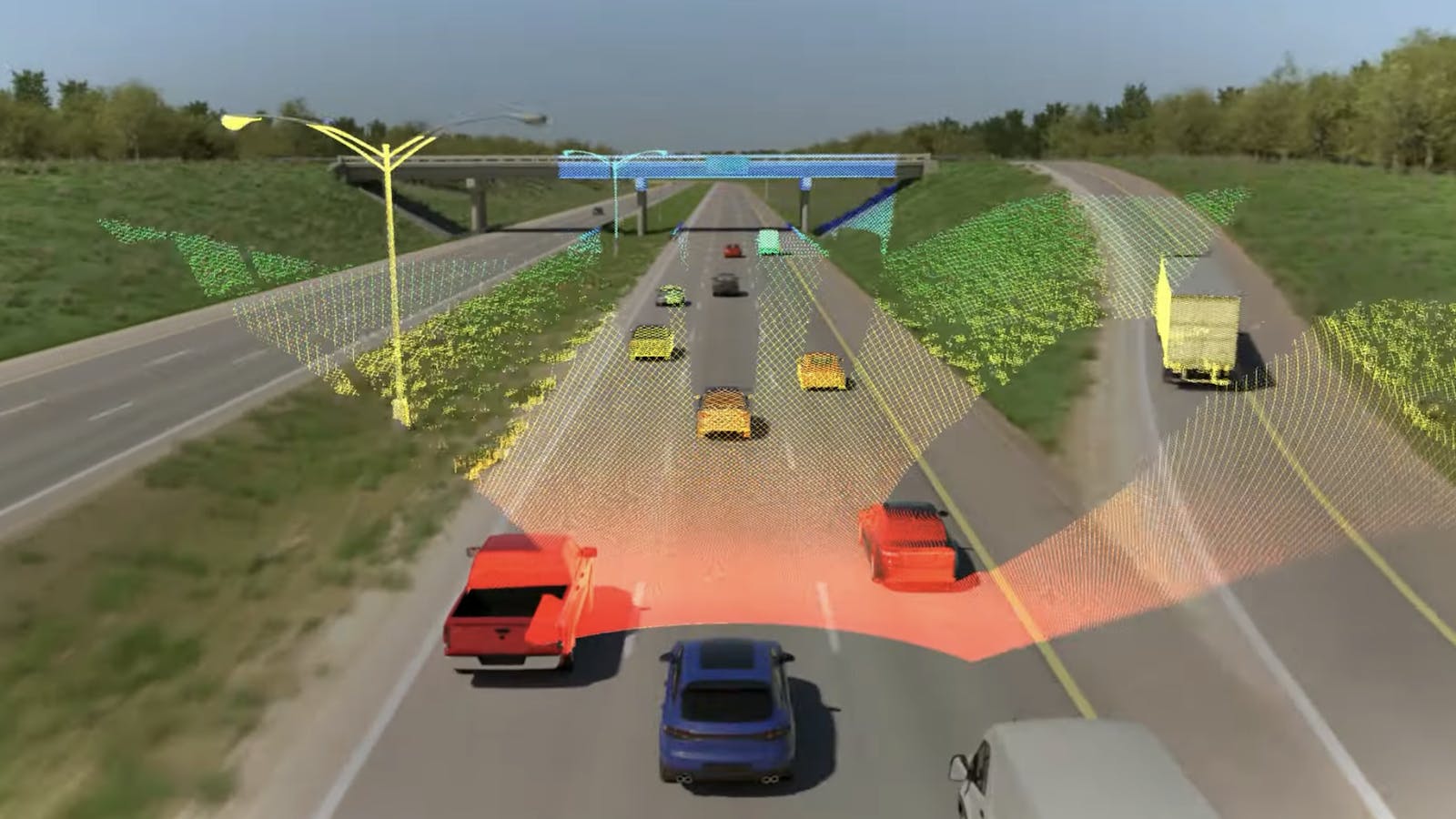 A mock-up of how MicroVision's Lidar sensor for autonomous vehicles works. Picture by MicroVision.