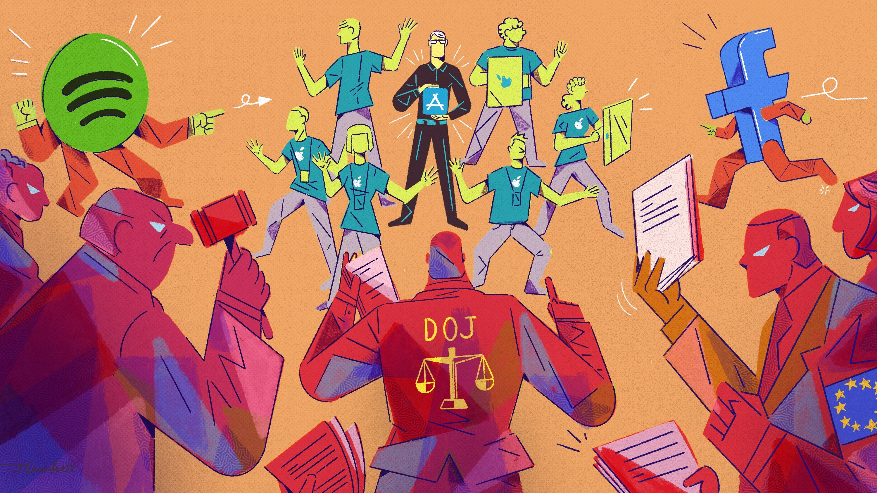 Apple's App Store is increasingly facing antitrust accusations. Illustration by Jesus Escudero.