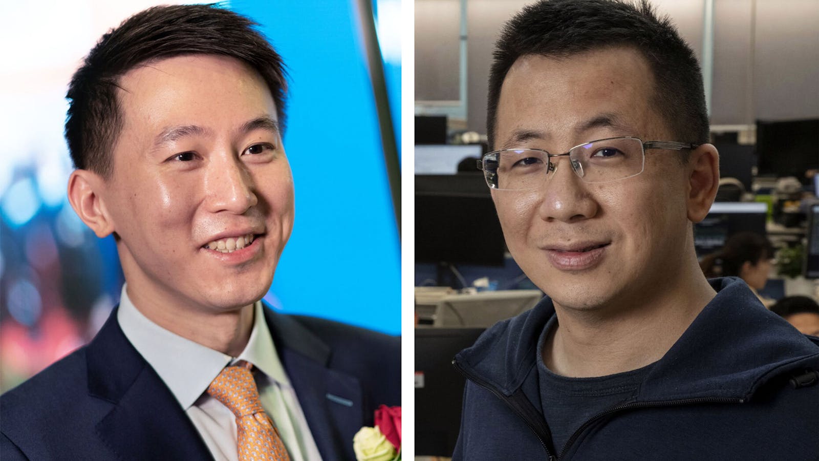 Shouzi Chew, TikTok's new CEO, and Zhang Yiming, CEO and founder of TikTok-owner ByteDance. Photos: Bloomberg