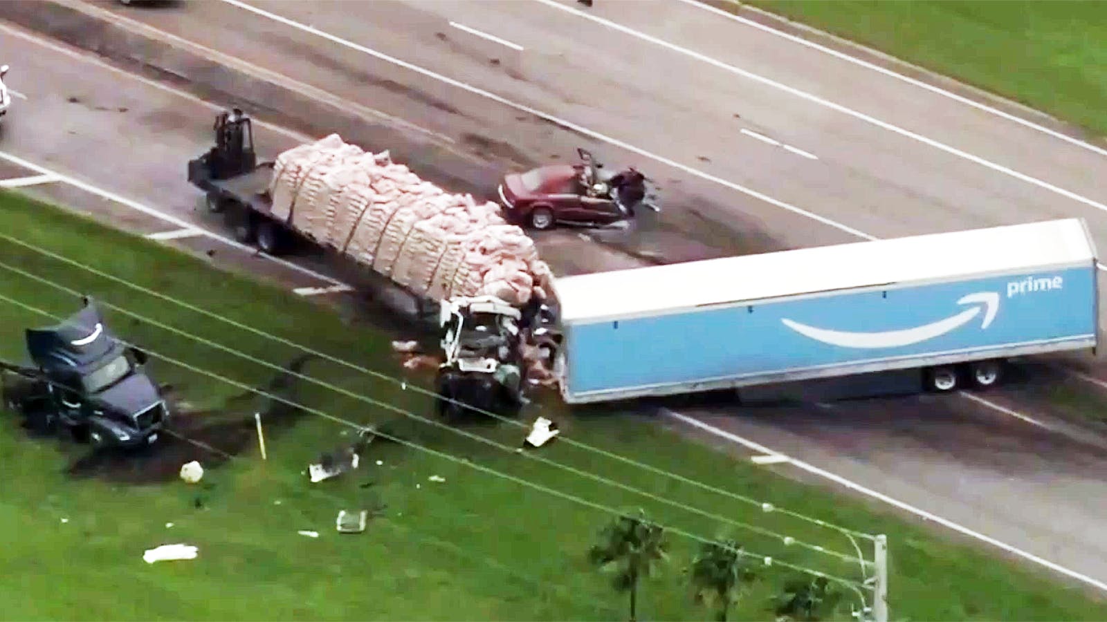 A still image from WPTV news footage of a truck crash last November in Palm Beach County, Fla. Image courtesy of WPTV