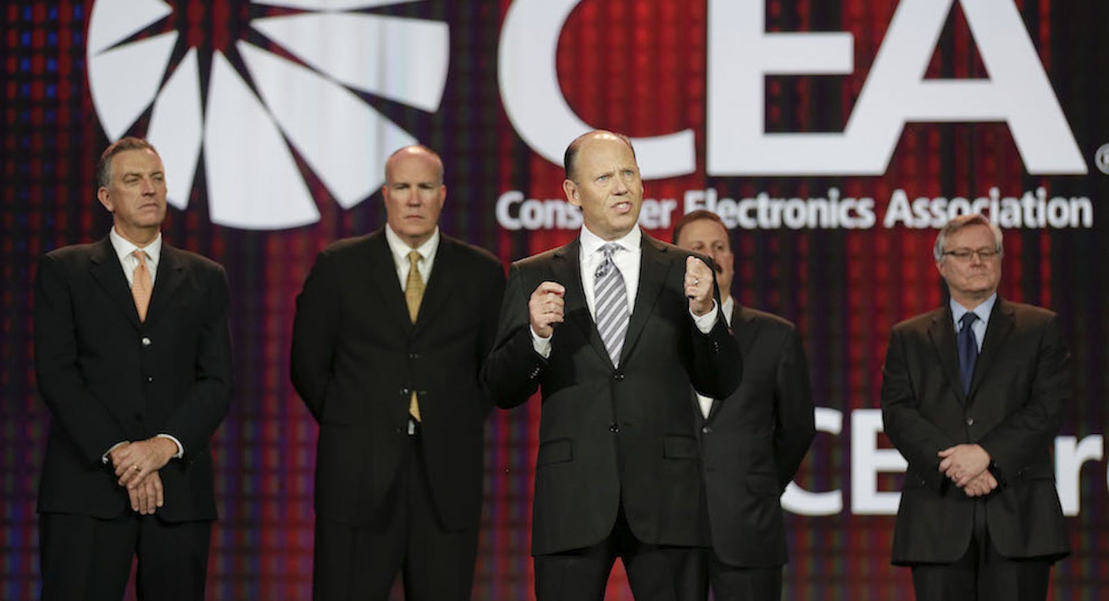 Warner Bros. executive Ron Sanders at CES in 2013 when UltraViolet was announced. Photo by AP.