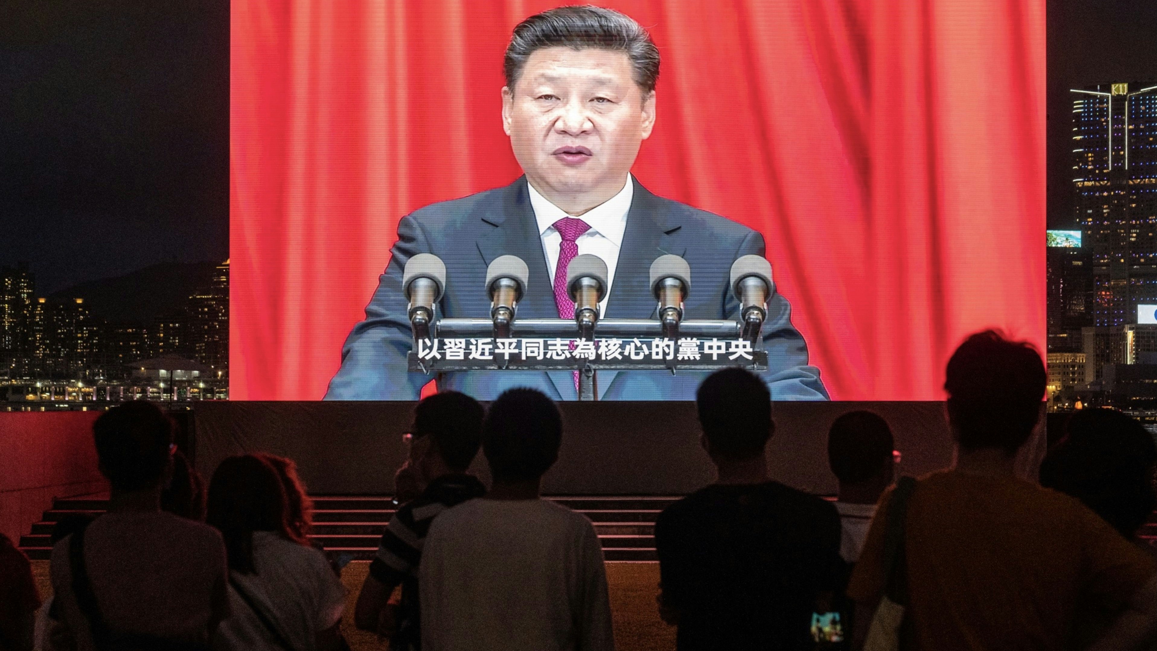 Chinese President Xi Jinping speaking at an event to mark the centenary of the Chinese Community Party last week. Photo by Bloomberg.