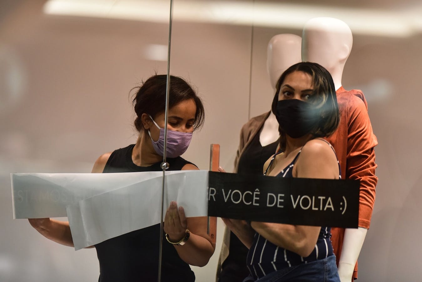Workers at a store in Brazil, in May 2020. With more shoppers at home, online e-commerce surged in Brazil and elsewhere in Latin America last year. Photo: Bloomberg