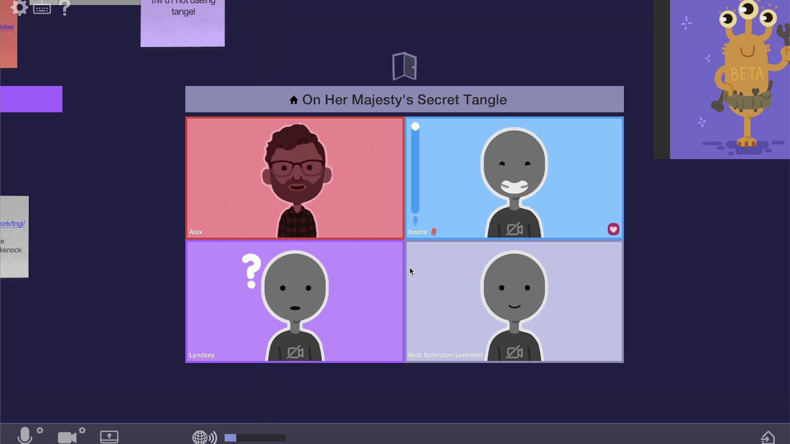 Tangle's 2D, AR-tracked avatars shown in a meeting window. Credit: Absurd Joy