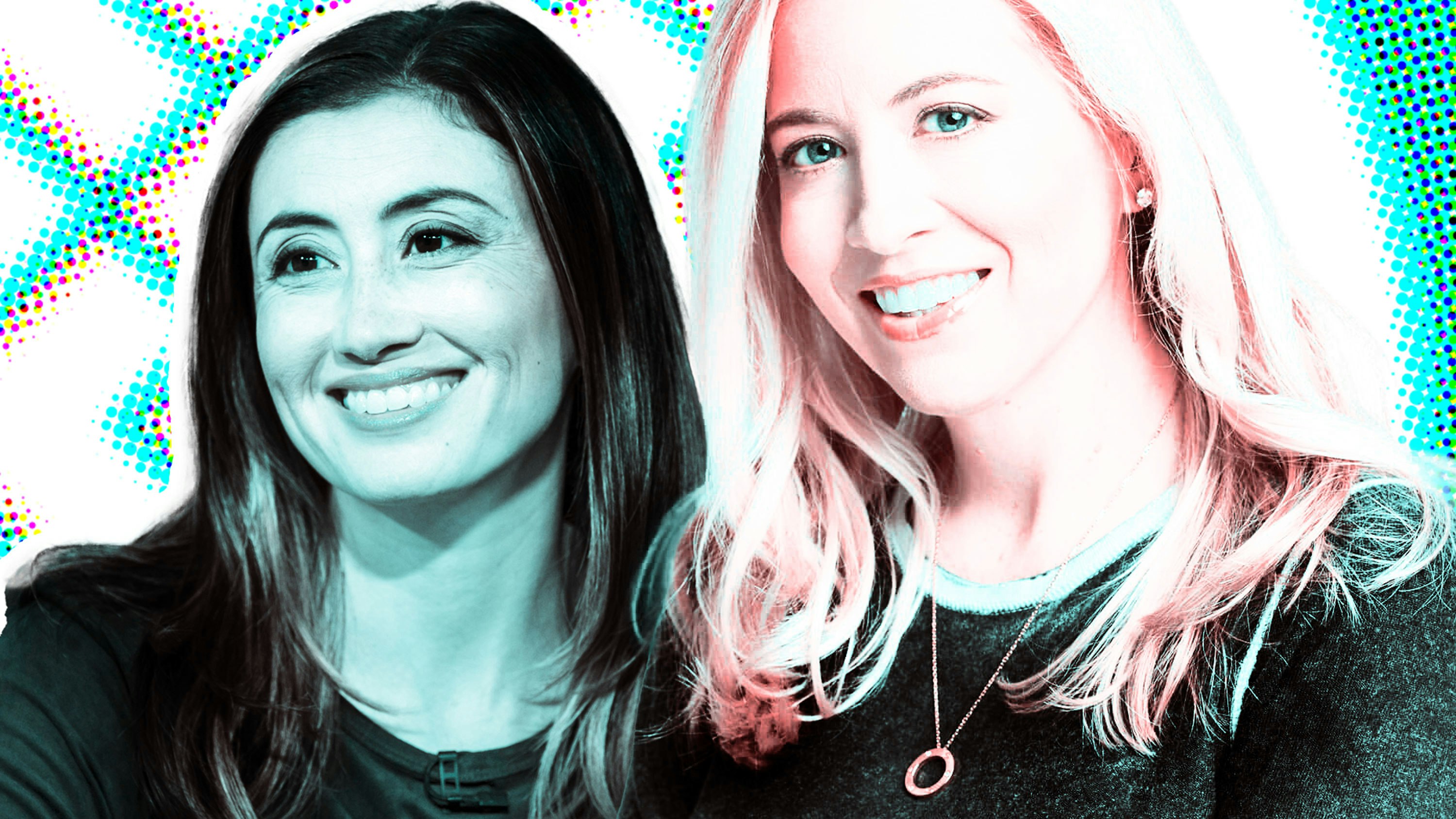 Photo of Katrina Lake (left) by Bloomberg; photo of Elizabeth Spaulding (right) by Stitch Fix; art by Mike Sullivan.