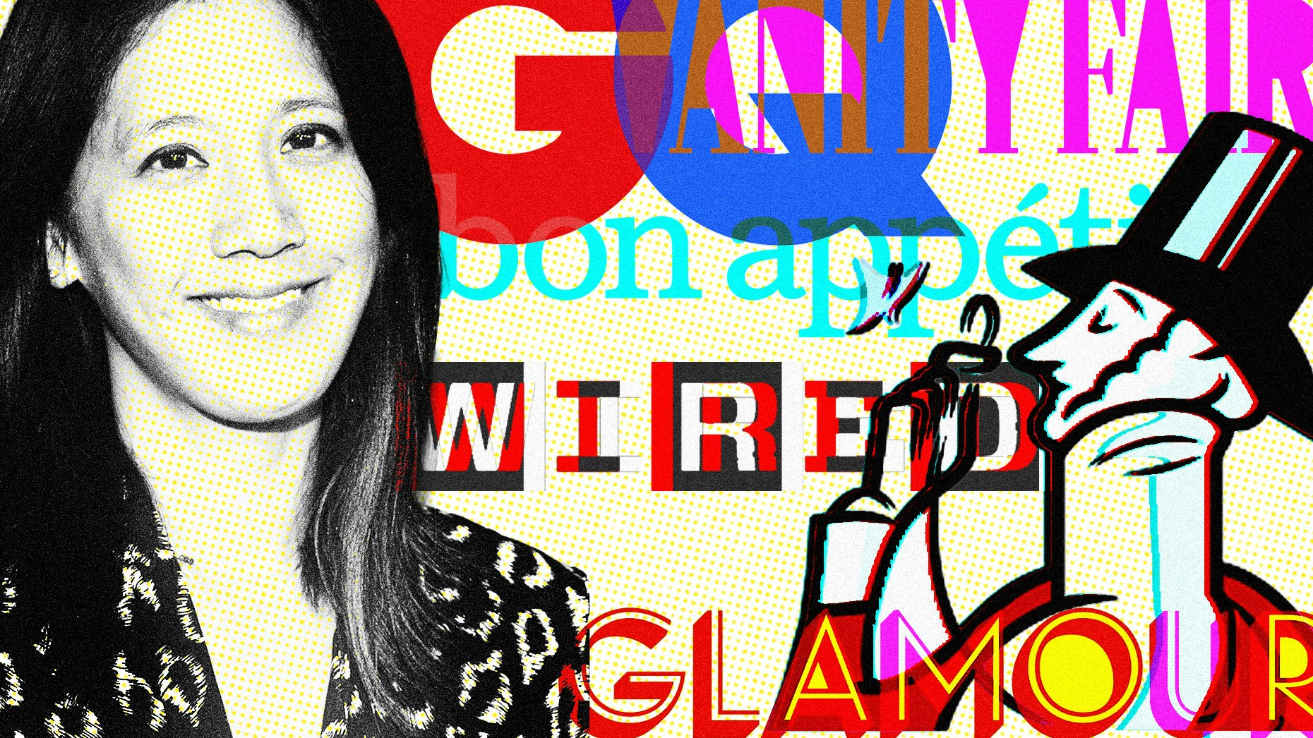 Photo of Agnes Chu by AP. Art by Mike Sullivan