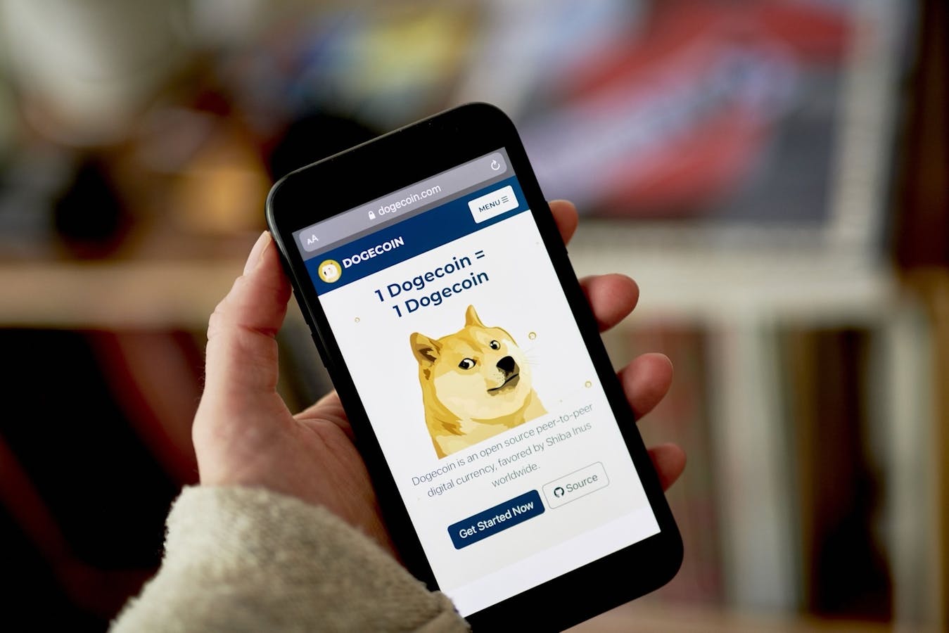 The Dogecoin website on a smartphone. Photo:Bloomberg