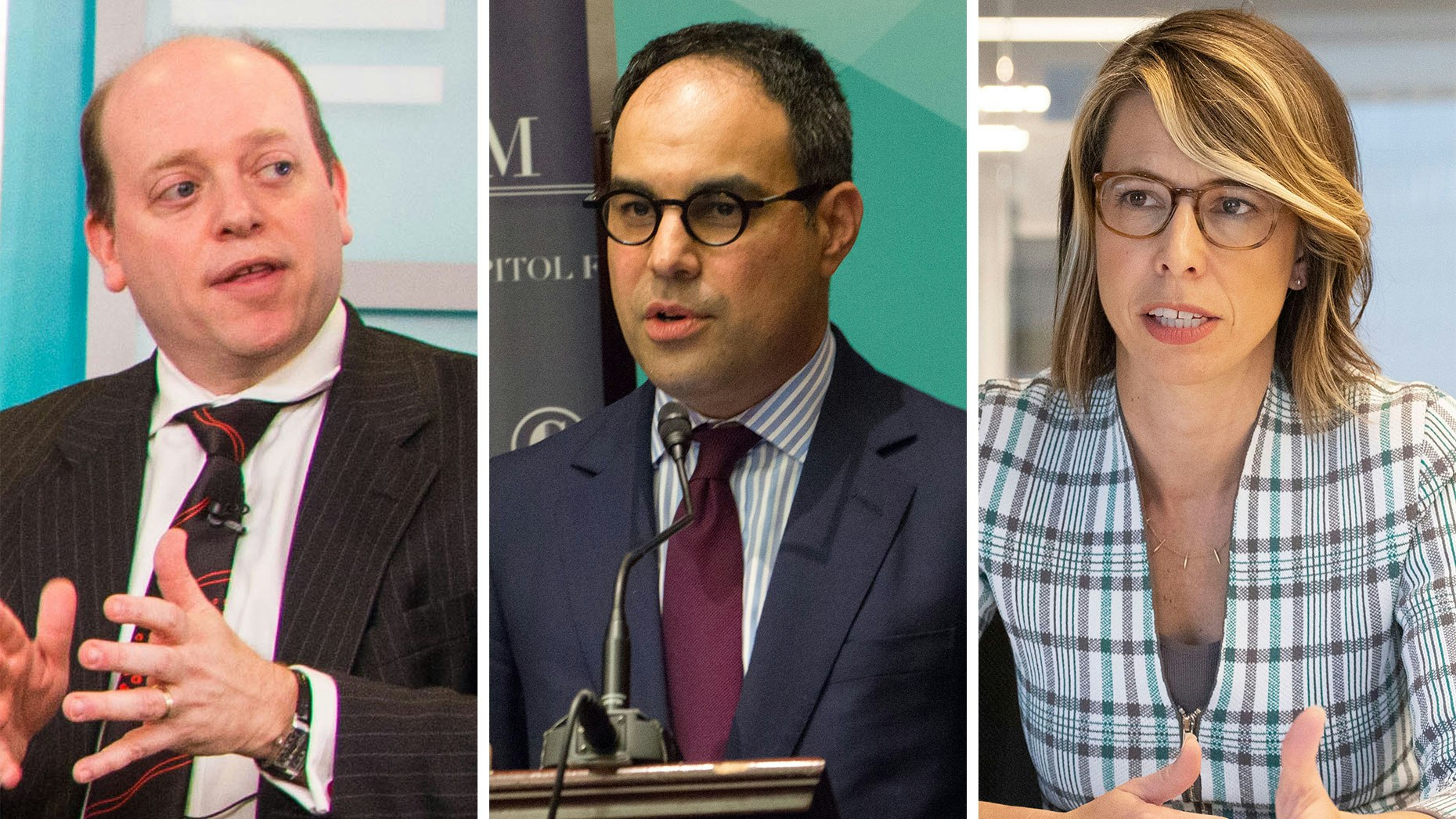 From left: Michael Kades, Jonathan Kanter and Sally Hubbard. Photos by Flickr; AP